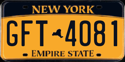 NY license plate GFT4081