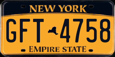 NY license plate GFT4758