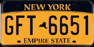 NY license plate GFT6651