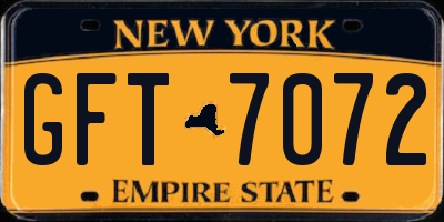 NY license plate GFT7072