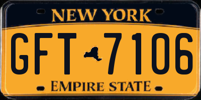 NY license plate GFT7106