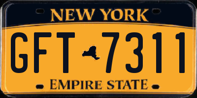NY license plate GFT7311