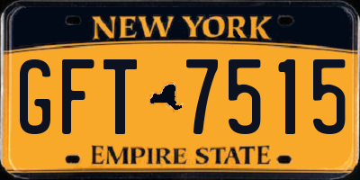 NY license plate GFT7515