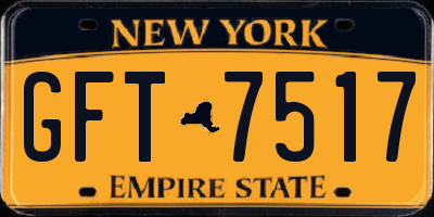 NY license plate GFT7517