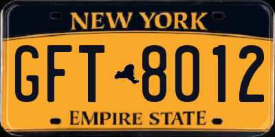 NY license plate GFT8012