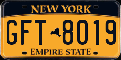 NY license plate GFT8019