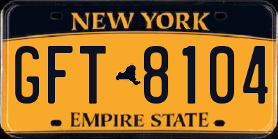NY license plate GFT8104