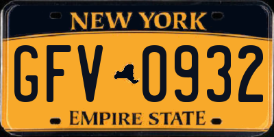 NY license plate GFV0932