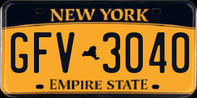 NY license plate GFV3040