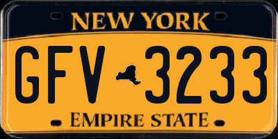 NY license plate GFV3233