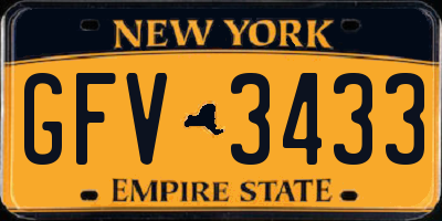 NY license plate GFV3433