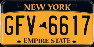 NY license plate GFV6617