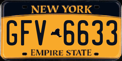 NY license plate GFV6633