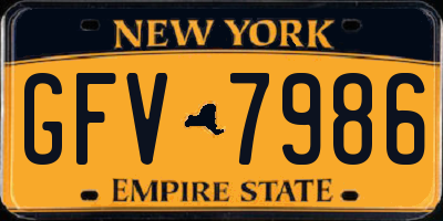 NY license plate GFV7986
