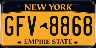 NY license plate GFV8868