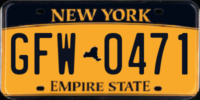 NY license plate GFW0471