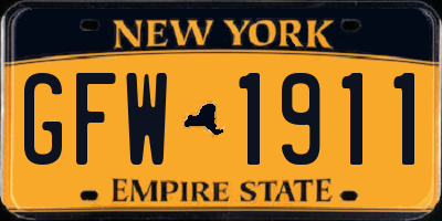 NY license plate GFW1911
