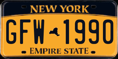 NY license plate GFW1990