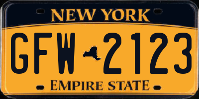 NY license plate GFW2123