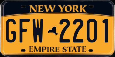 NY license plate GFW2201