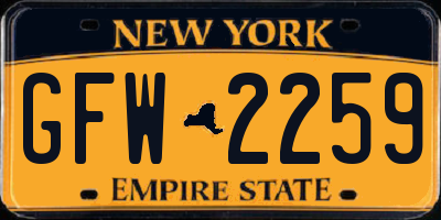 NY license plate GFW2259