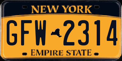 NY license plate GFW2314