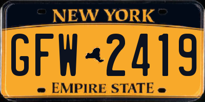 NY license plate GFW2419