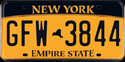 NY license plate GFW3844
