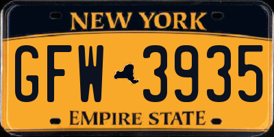 NY license plate GFW3935