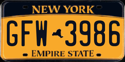 NY license plate GFW3986