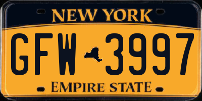 NY license plate GFW3997