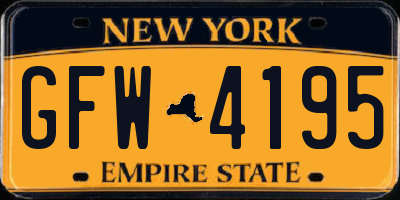NY license plate GFW4195