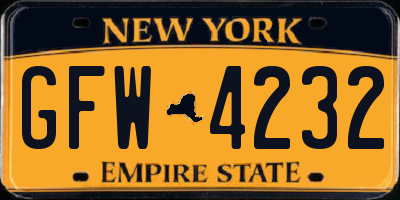 NY license plate GFW4232
