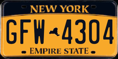 NY license plate GFW4304