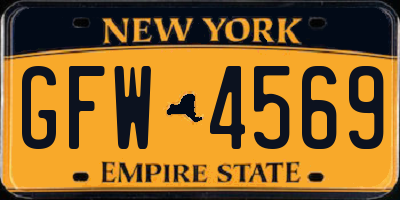 NY license plate GFW4569