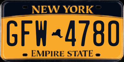 NY license plate GFW4780