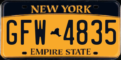 NY license plate GFW4835