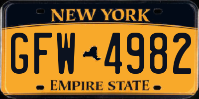 NY license plate GFW4982