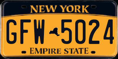 NY license plate GFW5024