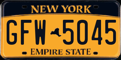 NY license plate GFW5045