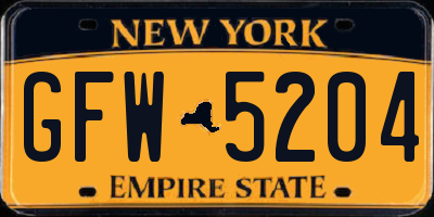 NY license plate GFW5204