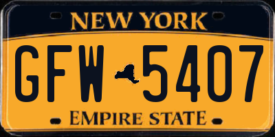 NY license plate GFW5407
