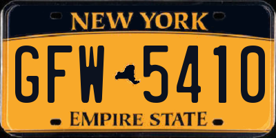 NY license plate GFW5410