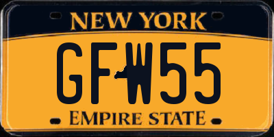 NY license plate GFW55