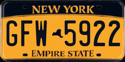 NY license plate GFW5922
