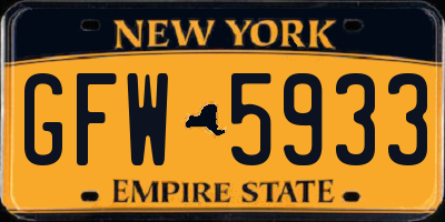 NY license plate GFW5933