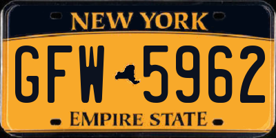 NY license plate GFW5962