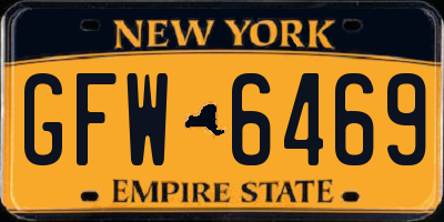 NY license plate GFW6469