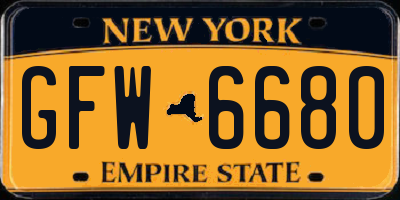 NY license plate GFW6680