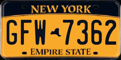 NY license plate GFW7362